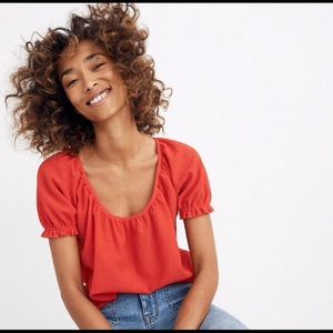 Madewell Red Boho Peasant Top
